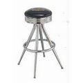 Welded Frame Chrome Ring Bar Stool W/ Seat Logo